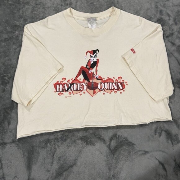 Vintage 2005 Harley Quinn Cropped T-Shirt DC Comics Graphitti Tag Size XL Y2K - Picture 1 of 5